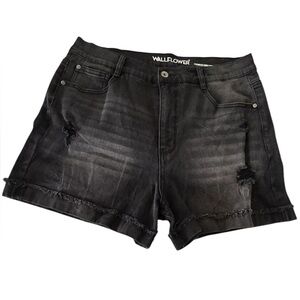 Wallflower Distressed Raw Hem Black Denim Shorts Size 13